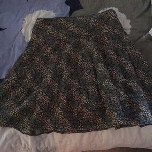 Green floral corduroy skater skirt